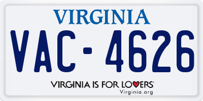 VA license plate VAC4626