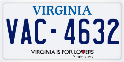 VA license plate VAC4632