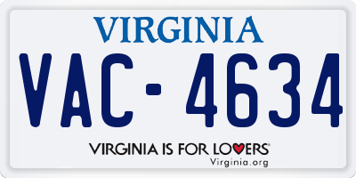 VA license plate VAC4634