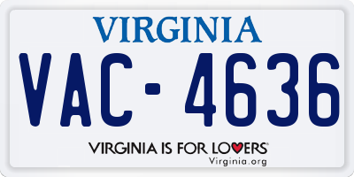 VA license plate VAC4636