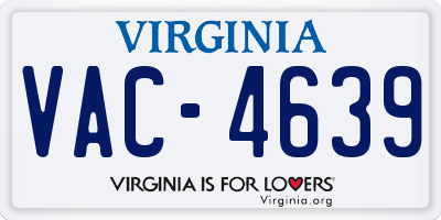VA license plate VAC4639