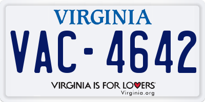 VA license plate VAC4642
