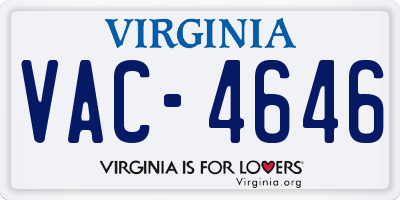 VA license plate VAC4646