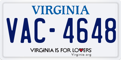 VA license plate VAC4648