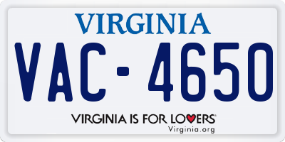 VA license plate VAC4650