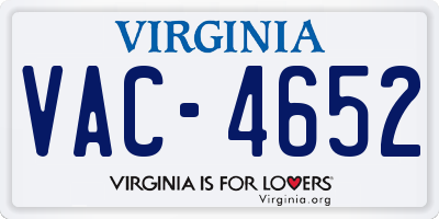 VA license plate VAC4652