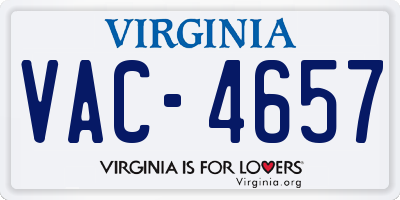 VA license plate VAC4657