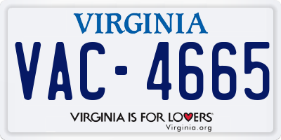 VA license plate VAC4665