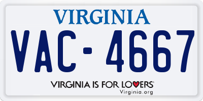 VA license plate VAC4667
