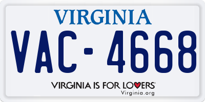 VA license plate VAC4668