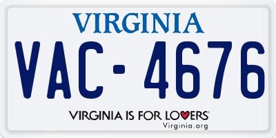 VA license plate VAC4676
