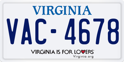 VA license plate VAC4678