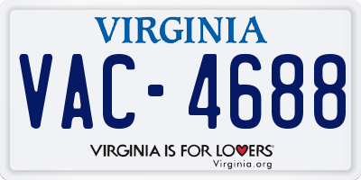 VA license plate VAC4688