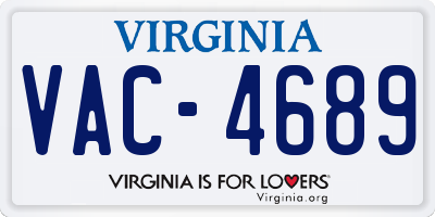 VA license plate VAC4689
