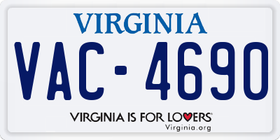 VA license plate VAC4690