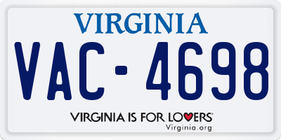VA license plate VAC4698