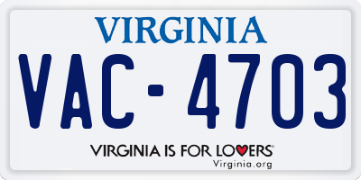 VA license plate VAC4703
