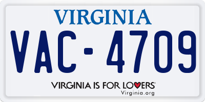 VA license plate VAC4709