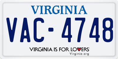 VA license plate VAC4748