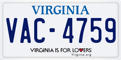 VA license plate VAC4759