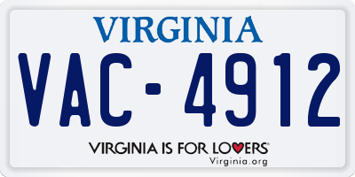 VA license plate VAC4912