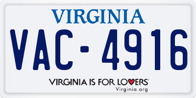 VA license plate VAC4916