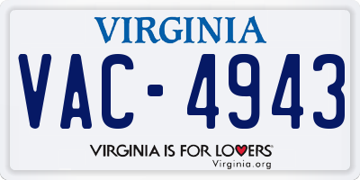 VA license plate VAC4943