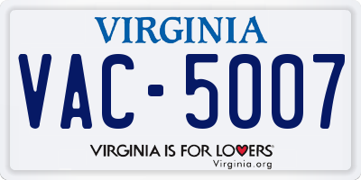 VA license plate VAC5007