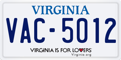 VA license plate VAC5012