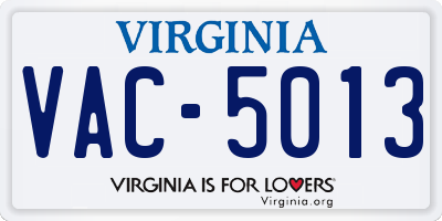 VA license plate VAC5013