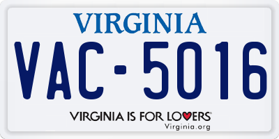 VA license plate VAC5016