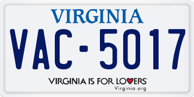 VA license plate VAC5017