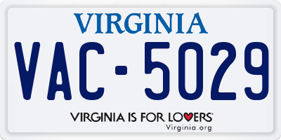 VA license plate VAC5029