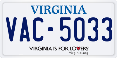 VA license plate VAC5033