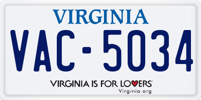 VA license plate VAC5034