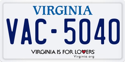 VA license plate VAC5040