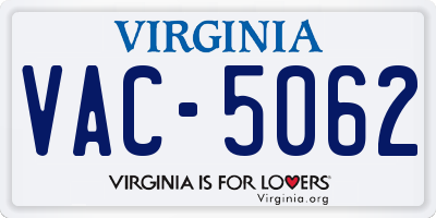 VA license plate VAC5062