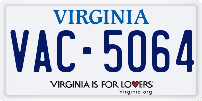 VA license plate VAC5064