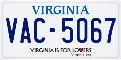 VA license plate VAC5067