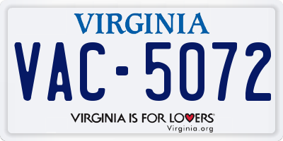 VA license plate VAC5072