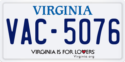 VA license plate VAC5076