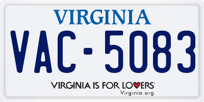 VA license plate VAC5083