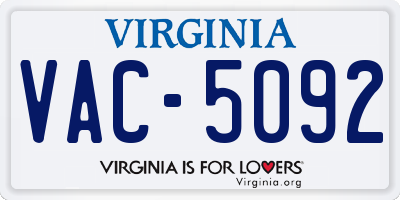 VA license plate VAC5092