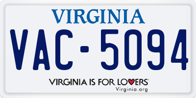 VA license plate VAC5094