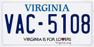 VA license plate VAC5108