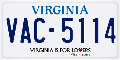 VA license plate VAC5114