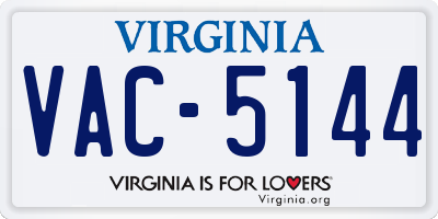 VA license plate VAC5144