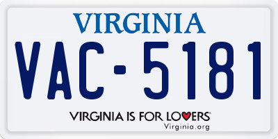 VA license plate VAC5181