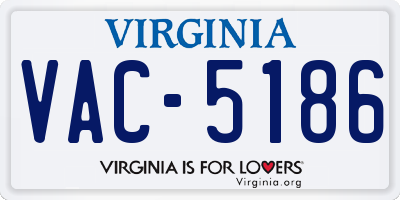 VA license plate VAC5186