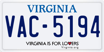 VA license plate VAC5194